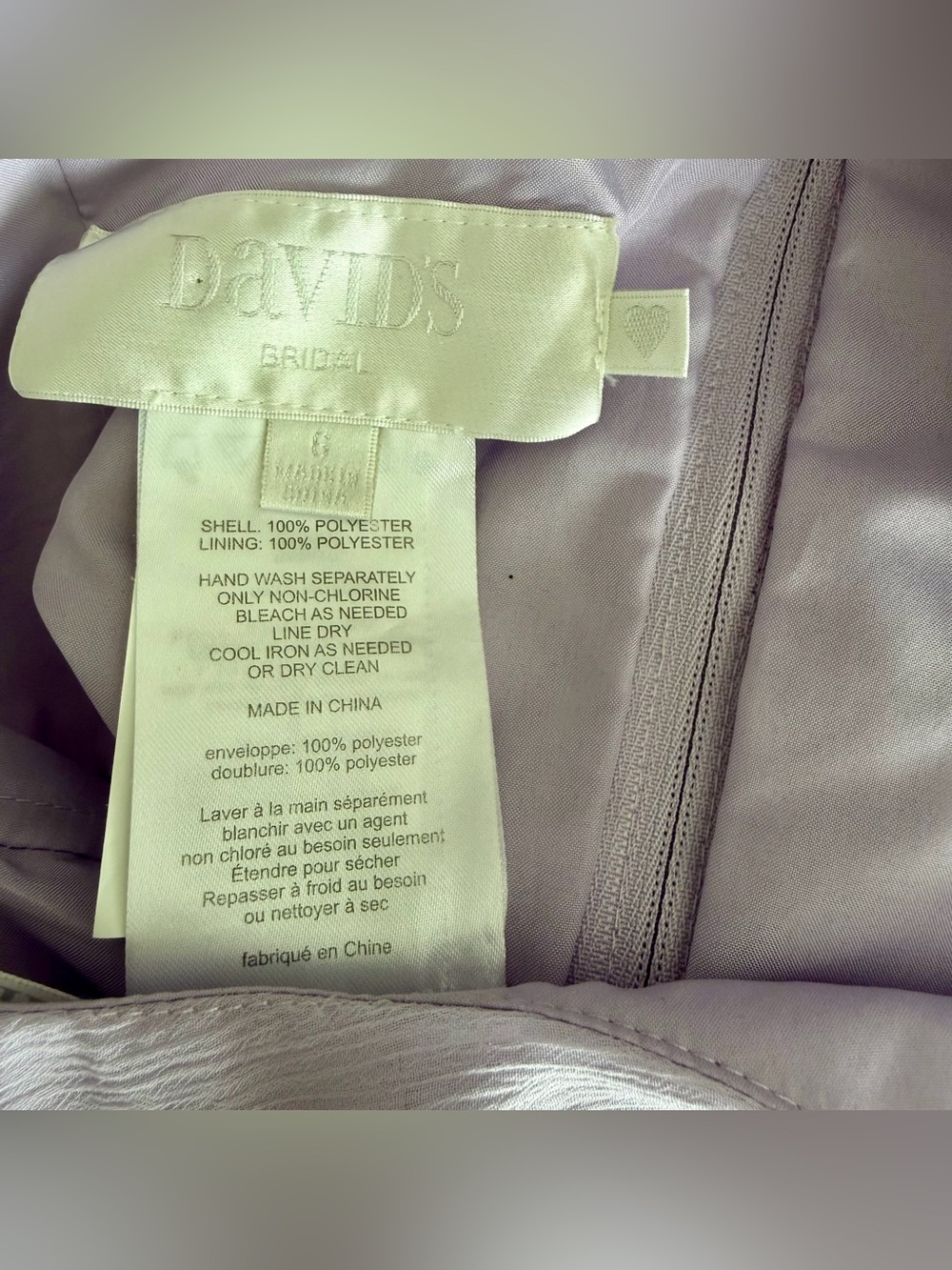 David’s Bridal Long One-Shoulder Crinkle Chiffon Dress Iris Lavender Sz 6 - Picture 14 of 16
